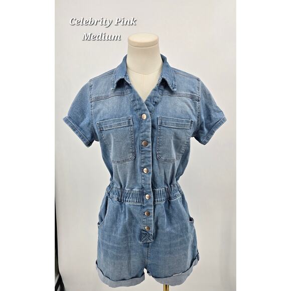 Celebrity Pink Pants - Celebrity Pink Indie Festival Denim Cowgirl Romper – Size M (7–9)